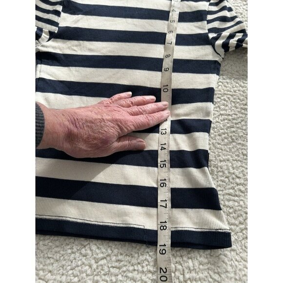 Madewell Crop Turtleneck Sweater Stripe Nautical Classic Navy/Cream Sz XXS - Picture 15 of 15